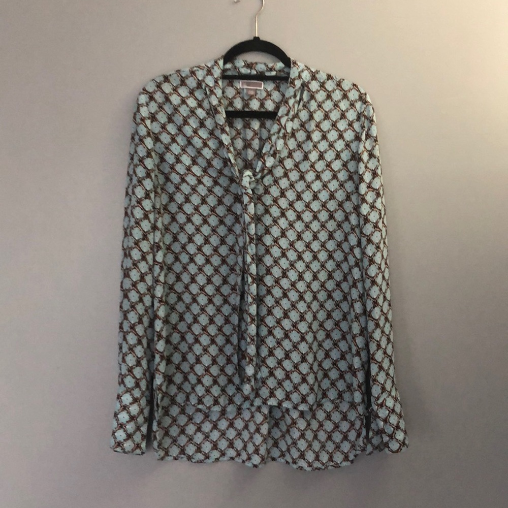 Chelsea28 Blue Patterned Blouse